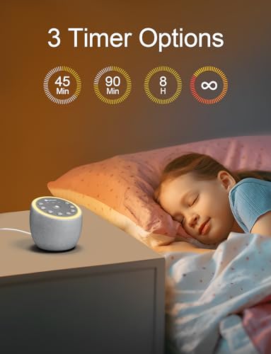 Hotmoon White Noise Machine with 40 High-Fidelity Sounds, Sleep Sound Machine with Memory Functions, 8 Lighting Modes, USB Power Supply, for Sleep & Noise Reduction in Bedrooms and Offices, Plug-in.