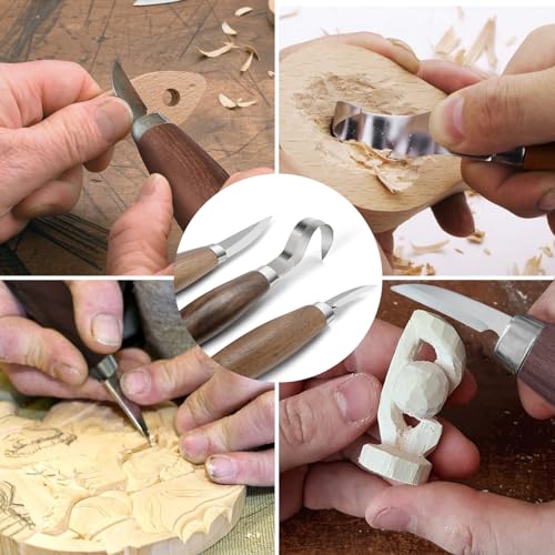 JIAN Wood Carving Tools Set - Wood Carving Knife Kit for Beginners, Adults, and Kids, Includes 3 Whittling Knives for DIY Woodworking and Carving Enthusiasts