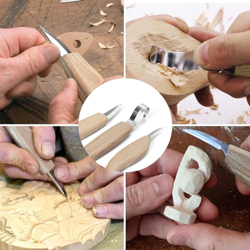 Wood Carving Tools Set - Wood Carving Knife Kit with Carving Hook Knife, Wood Whittling Knife, Detail Carving Knife, Whittling Kit for Kids Adults Woodworking DIY