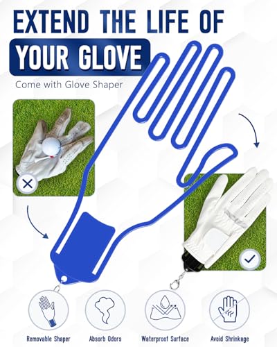 Odor-Proof Golf Glove Holder Case for Men with Glove Shaper - Fits Golf Club Bag, Golf Organizer Storage for Phone, Tees, Divot Tool, Ball Markers, Golf Accessories, Golf Father Day Gifts for Men