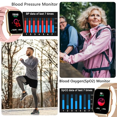 Smart Watch for Women Men(Dial/Answer Calls), 2.0" Fitness Tracker Watch with Heart Rate/Blood Pressure/Blood Oxygen Monitor for Android iOS