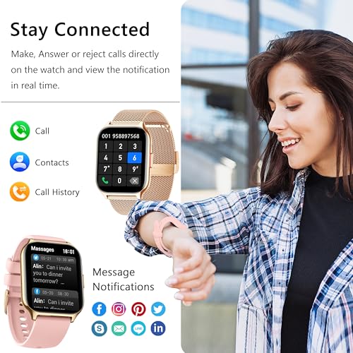 Smart Watch for Women Men(Dial/Answer Calls), 2.0" Fitness Tracker Watch with Heart Rate/Blood Pressure/Blood Oxygen Monitor for Android iOS