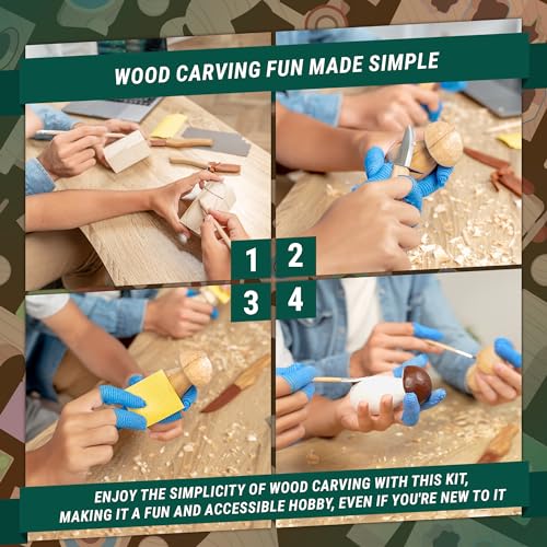 BeaverCraft Wood Carving Kit for Beginners DIY Kits for Adults & Kids Woodworking Kit Whittling Knife Set – Craft Hobby Kits for Adults Teens Hobbies for Men & Women Wood Carving Knives Tools DIY09