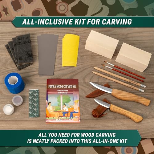 BeaverCraft Wood Carving Kit for Beginners DIY Kits for Adults & Kids Woodworking Kit Whittling Knife Set – Craft Hobby Kits for Adults Teens Hobbies for Men & Women Wood Carving Knives Tools DIY09