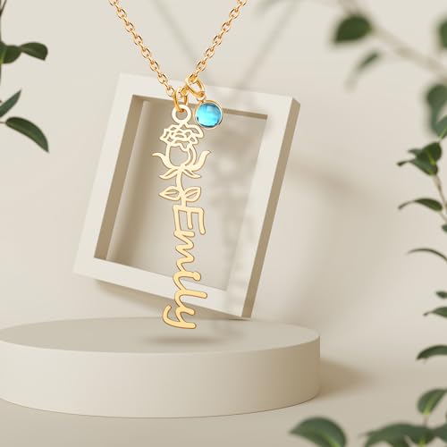 CharmSStory Custom Name Necklace Personalized for Women 18k Gold Plated Initial Nameplate Engraved Pendant Customizable Necklace