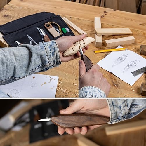 S.06 Wood Carving Knives Kit - Carver’s Choice Whittling Knives for Precision Work, Complete Beginners Whittling Wood Carving Knife Set, Master Craft Wood Whittling Kit for Beginners Kids