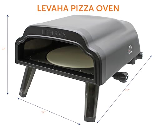 Flame King LEHAVA 14-inch, 360 Degree Rotating Non-Stick Pizza Stone, Portable Outdoor Propane Pizza Oven Countertop with Cover Bag, Piezo Auto Ignition for Camping, Backyard, and Tailgating