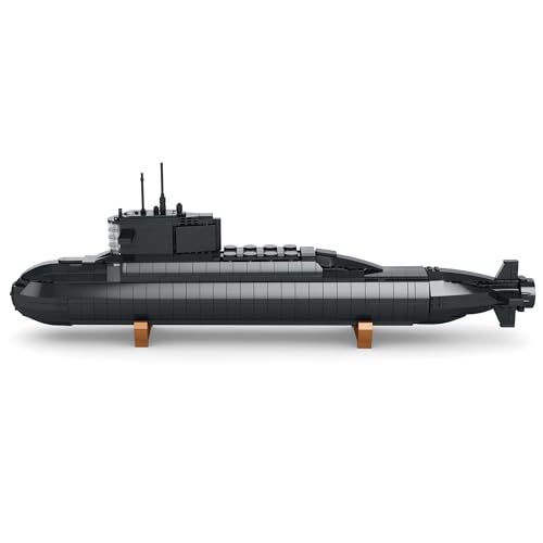 Strategic Nuclear Submarine Building Toy Set with Lights, WW2 Military Battleship Army War Vehicles Historical Collection Model, Gifts for 10, 12, 14, 16+ Year Old Kid, Teens, Adults Home Office Decor