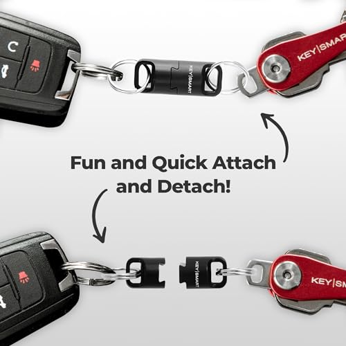 KeySmart MagConnect Pro Magnetic Key Holder for Purse, Key Chains for Car Keys - Detachable Key Ring Quick Release Keychain for Men - Mens Key Chain Rings Heavy Duty Key Ring - Black EDC (3-Pack)