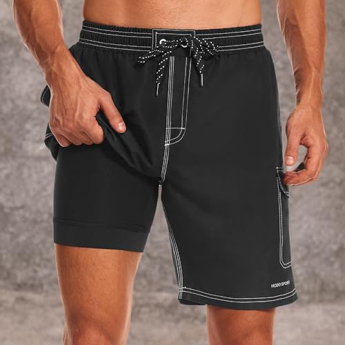 HODOSPORTS Men's 9" Swim Trunks Quick-Dry with Compression Liner (Regular&Extended Sizes)