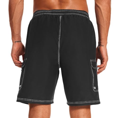 HODOSPORTS Men's 9" Swim Trunks Quick-Dry with Compression Liner (Regular&Extended Sizes)