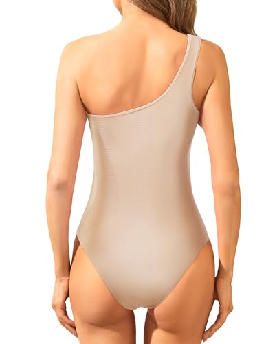 Tempt Me Women One Piece Swimsuits Tummy Control One Shoulder Bathing Suits Ruched Asymmetric Swimwear