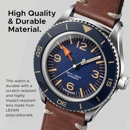 UNDONE Basecamp Classic Watch for Men-Durable Military & Vintage Inspired Water Resistant Automatic Wrist Watch Made with 40mm Scratch & High Impact Resistant Lexan Lens