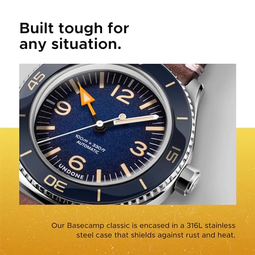 UNDONE Basecamp Classic Watch for Men-Durable Military & Vintage Inspired Water Resistant Automatic Wrist Watch Made with 40mm Scratch & High Impact Resistant Lexan Lens