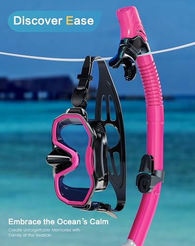 Snorkeling Gear for Adults, Kwambiri Dry-Top Snorkel Mask, 180°Panoramic Wide View Snorkel Mask Adult Snorkel Set for Snorkeling Scuba Diving Swimming Travel