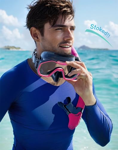 Snorkeling Gear for Adults, Kwambiri Dry-Top Snorkel Mask, 180°Panoramic Wide View Snorkel Mask Adult Snorkel Set for Snorkeling Scuba Diving Swimming Travel