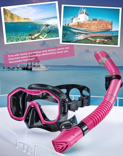 Snorkeling Gear for Adults, Kwambiri Dry-Top Snorkel Mask, 180°Panoramic Wide View Snorkel Mask Adult Snorkel Set for Snorkeling Scuba Diving Swimming Travel