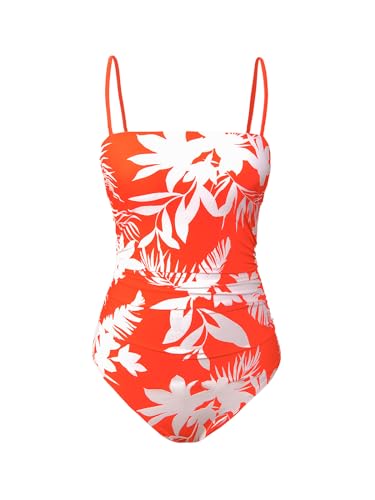 CUPSHE Women Swimsuit One Piece Bathing Suit Square Neck Cutout Back Tummy Control with Adjustable Spaghetti Straps