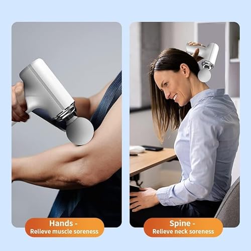 Massage Gun Deep Tissue, Powerful Percussion Muscle Massager with 6 Speeds Adjustable, type-C & mini massage gun for Body Massage, Pain Relief, Fitness Recovery (White)