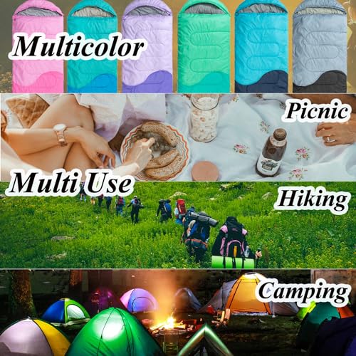 Sleeping Bag - 3 Seasons for Adults Kids Boys Girls Camping Hiking - Warm Cold Weather Lightweight Portable with Compression Bag for Backpacking in Spring, Summer, Fall and Winter