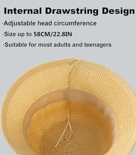 Women Mesh Woven Bucket Hat, Beach Hat, Sun Hat Fashion Foldable Packable Fishing Hat for Spring Summer Fall