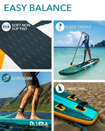 DAMA 11'6"×35"×6" Extra Wide Inflatable Paddle Board, Stand Up Paddle Board for Fishing, Sup Board for Family Travel, All Round Paddle Boards for Adults for Sea Lake with Camera Mount