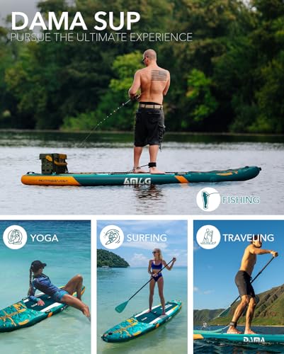 DAMA 11'6"×35"×6" Extra Wide Inflatable Paddle Board, Stand Up Paddle Board for Fishing, Sup Board for Family Travel, All Round Paddle Boards for Adults for Sea Lake with Camera Mount