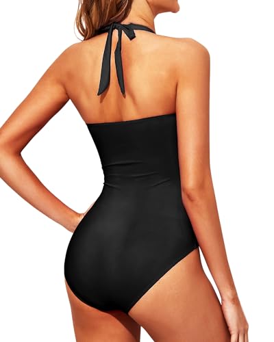 Tempt Me Women Tummy Control One Piece Swimsuits Push Up Slimming Bathing Suits Halter Vintage Swimwear