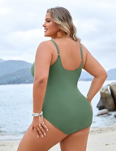 Blooming Jelly Womens Plus Size Bathing Suit Tummy Control One Piece Swimsuit Twist Front Ruched Swimwear