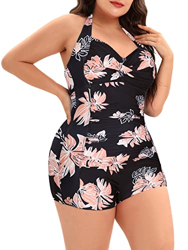 Women's Plus Size Bathing Suits One Piece Swimsuit Women Tummy Control Vintage Ruched Swimwear