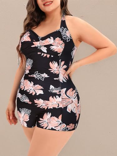 Women's Plus Size Bathing Suits One Piece Swimsuit Women Tummy Control Vintage Ruched Swimwear