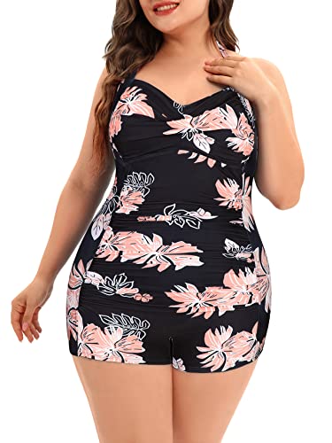 Women's Plus Size Bathing Suits One Piece Swimsuit Women Tummy Control Vintage Ruched Swimwear