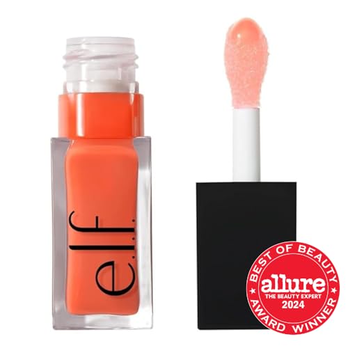 e.l.f. Glow Reviver Lip Oil, Nourishing Tinted Lip Oil For A High-shine Finish, Infused With Jojoba Oil, Vegan & Cruelty-free, Coral Fixation