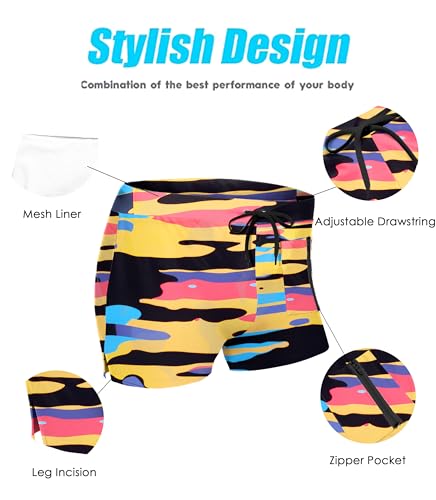 COOFANDY Mens Swim Trunk Swimwear Bathing Suit Swim Brief Square Leg Board Short S-3XL