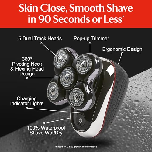 Remington Balder Boss Cordless Head Shaver XR7120 - Waterproof Electric Razor for Bald Men with 5 Dual Track Heads, 360 Flexing Head & Pop-Up Trimmer, Wet/Dry Shaving, 60 Mins Run Time