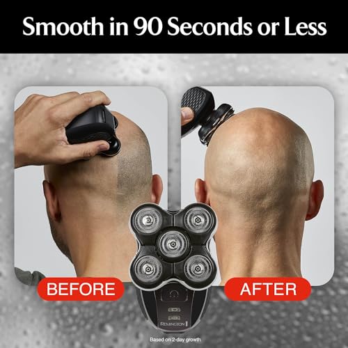 Remington Balder Boss Cordless Head Shaver XR7120 - Waterproof Electric Razor for Bald Men with 5 Dual Track Heads, 360 Flexing Head & Pop-Up Trimmer, Wet/Dry Shaving, 60 Mins Run Time