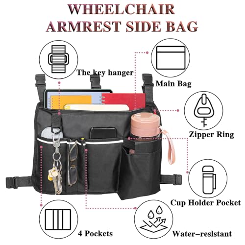 TONINT Large Walker Bag with Water Cup Holder,Walker Basket,Foldable Walker Storage Bag,Side Walker Bag,Walker Side Access Bag Organizer Pouch Tote,Scooters or Rollator Walkers (Large)