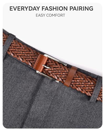 CHAOREN Belts for Men - 1 3/8" Casual Braided Belts Men for Jeans - Handcrafted Weaving and Softness