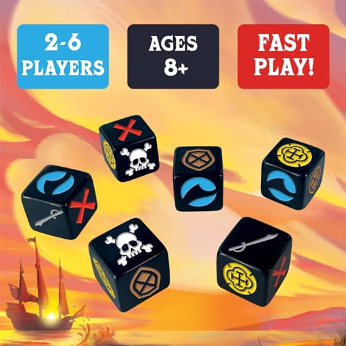 Booty Dice | Quick Pirate Dice Game | Great for Family Game Night | Perfect for Kids and Adults | Ages 8 and up