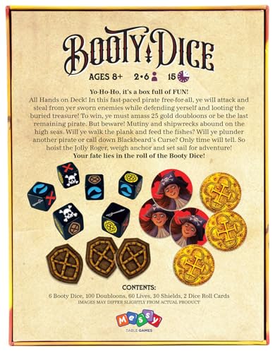 Booty Dice | Quick Pirate Dice Game | Great for Family Game Night | Perfect for Kids and Adults | Ages 8 and up