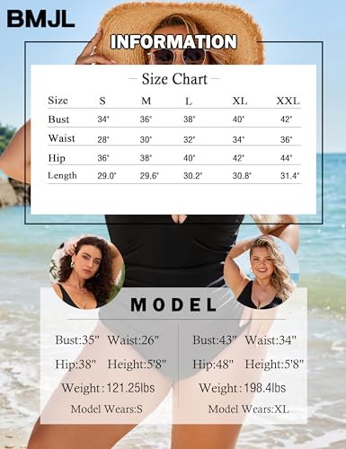 BMJL Women's Tummy Control Swimsuits Ruched Slimming One Piece Bathing Suit Deep V Neck Swimsuit