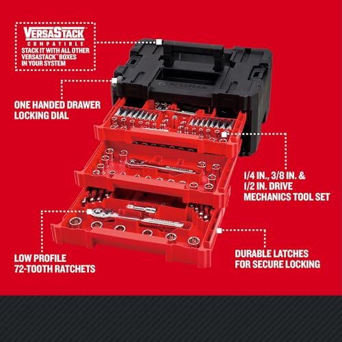 CRAFTSMAN VERSASTACK Mechanics Tool Set, 1/4 in, 3/8 in, and 1/2 in Drive, 230 Piece (CMMT45306)