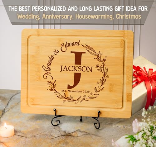 Silverhill Design Customized Love: Personalized Engraved Wood Cutting Boards for Couples - Ideal Gift for Weddings, Anniversaries, Housewarming and Real Estate Closing