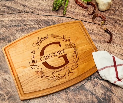 Silverhill Design Customized Love: Personalized Engraved Wood Cutting Boards for Couples - Ideal Gift for Weddings, Anniversaries, Housewarming and Real Estate Closing