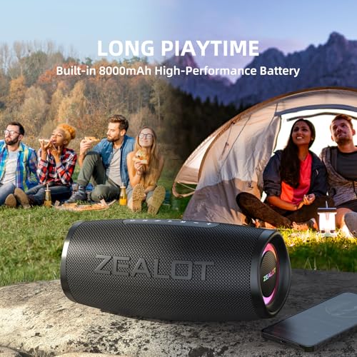 ZEALOT Bluetooth Speaker, Bluetooth Speaker,Portable Speaker with BassUp,IP67 Waterproof Speaker,20H Playtime,Stereo,EQ,Outddor Speaker for Beach,Gifts