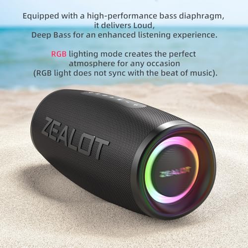 ZEALOT Bluetooth Speaker, Bluetooth Speaker,Portable Speaker with BassUp,IP67 Waterproof Speaker,20H Playtime,Stereo,EQ,Outddor Speaker for Beach,Gifts