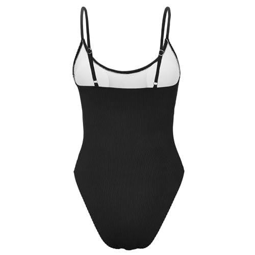 American Trends One Piece Swimsuit Women Swim Suits for Women 2024 Ribbed Open Back Bathing Suit Sexy Slimming Swimsuit