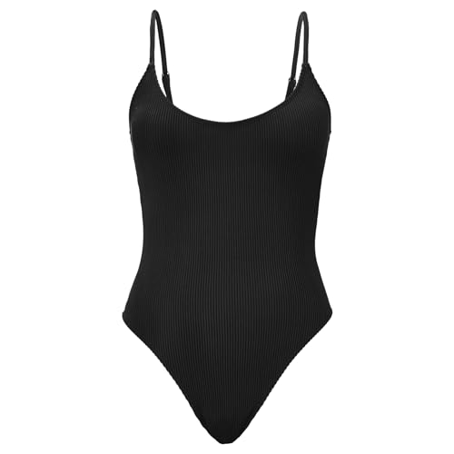 American Trends One Piece Swimsuit Women Swim Suits for Women 2024 Ribbed Open Back Bathing Suit Sexy Slimming Swimsuit