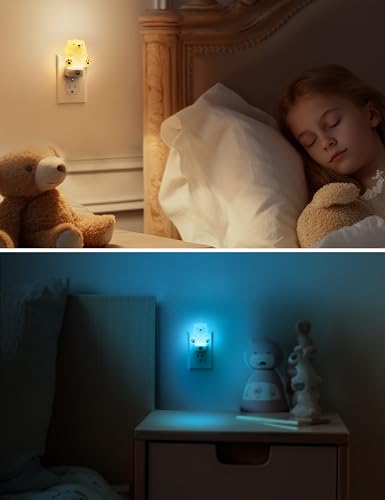 L LOHAS LED Night Light for Kids, 3D Cute Bear Night Light Plug in, Dusk to Dawn Nursery Night Lights, RGB+Soft White 3000K, 3 Lighting Modes, Christmas Birthday Gifts, Room Decor, Children