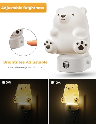 L LOHAS LED Night Light for Kids, 3D Cute Bear Night Light Plug in, Dusk to Dawn Nursery Night Lights, RGB+Soft White 3000K, 3 Lighting Modes, Christmas Birthday Gifts, Room Decor, Children